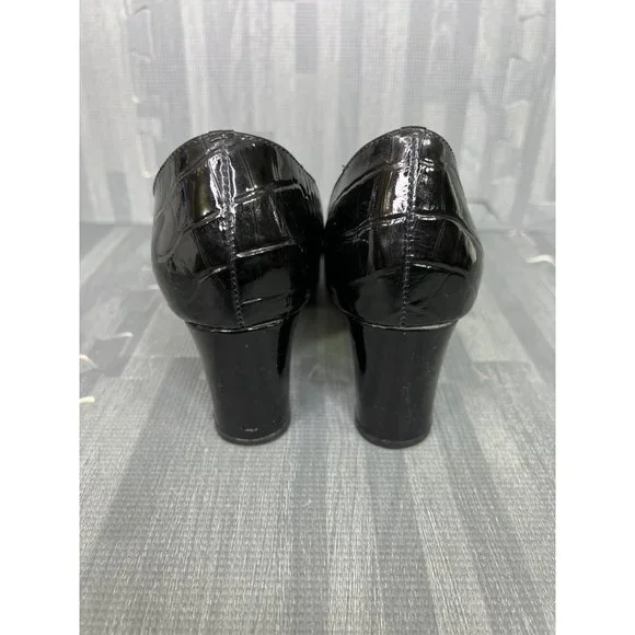 Kate Spade Patent Leather Shoes Black 8.5 Womens Round Toe Textured - Picture 7 of 10